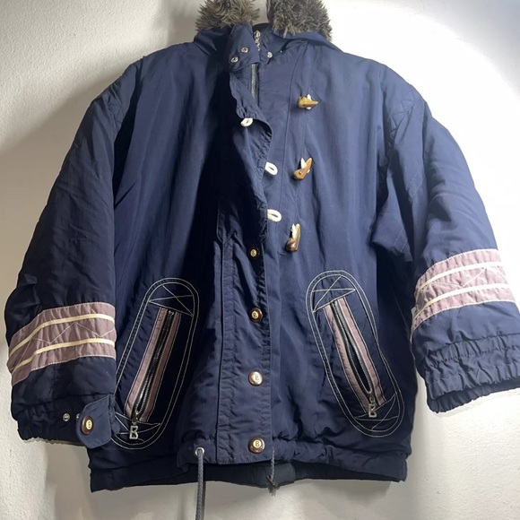 Bogner power skiing ski Navy Blue Jacket with Fur Trim (unisex)